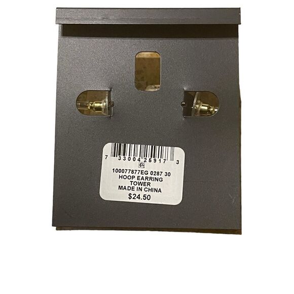 NWT Alfani Gold-Tone & Imitation Pearl Open Oval Hoop Earrings, Gold tone - Picture 2 of 4